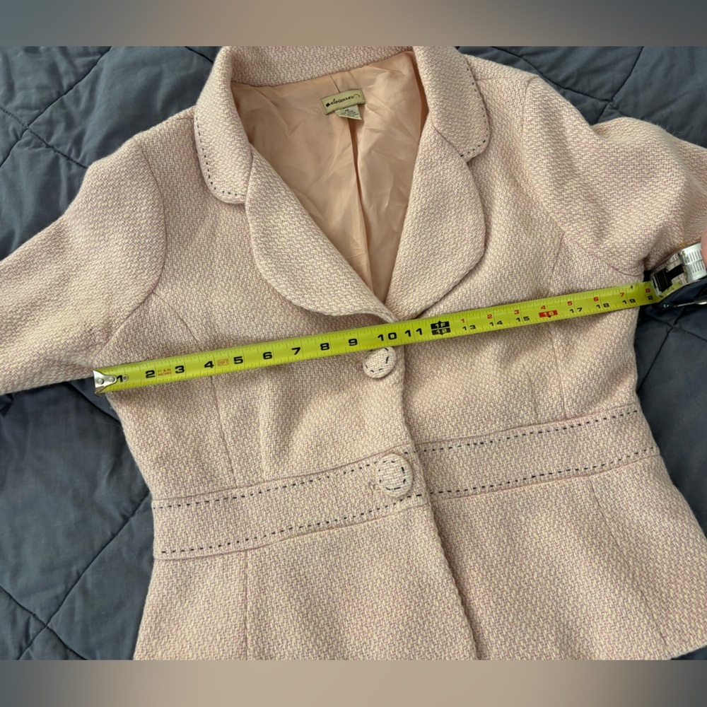 Anthropologie Elevenses pink tweed cropped blazer with back bow - Picture 10 of 14
